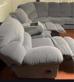 Gray Fabric Reclining Sectional Sofa
