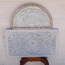 Carved Wood & Metal Wall Art Set - $40