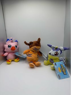 Digimon Mini Plush Lot of 3 Biyomon Greymon Gabumon w/ Tags