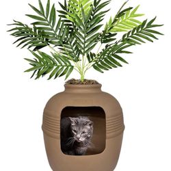 Cat Hidden Litter Box Faux Plant
