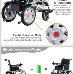 Electric Wheelchairs for Adults Foldable,25 Miles Range Motorized Wheelchair,All Terrain Portable Power Wheelchairs for Seniors,400 Lbs Capacity