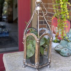 Decorative Metal Glass Secret Garden Lantern Decor Indoor Or Outdoor