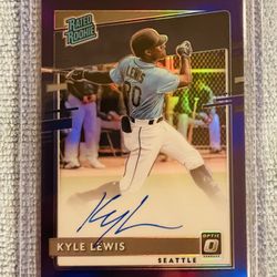 Kyle Lewis Seattle Mariners 2020 Panini Donruss Optic Rated Rookie Signatures Purple Prizm /125!