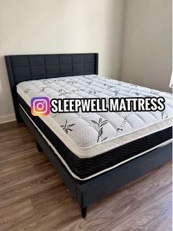 New queen bed frame with mattress
