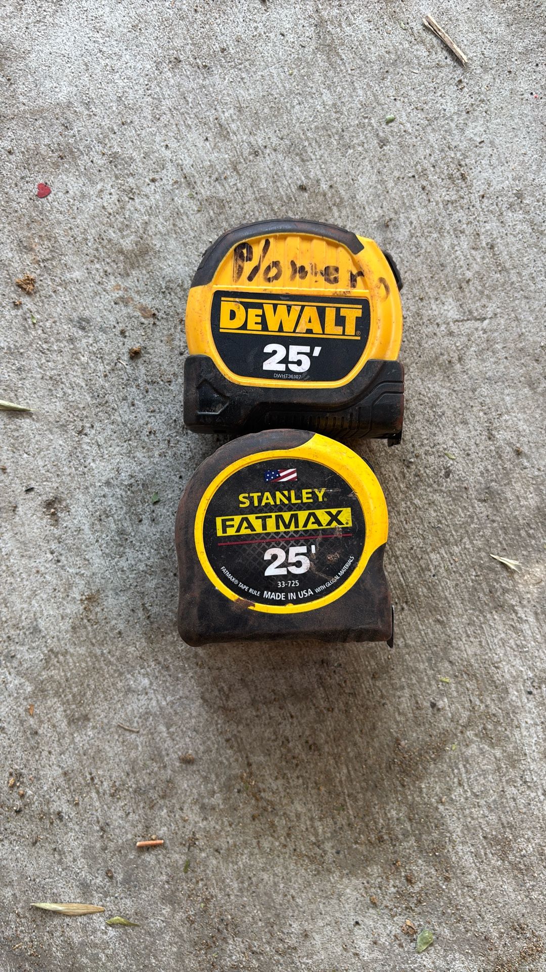 Stanley And Dewalt Measuring Tape