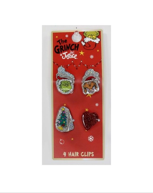 Justice Kids The Grinch Glitter Mini Claw Hair Clip, 4-Pack