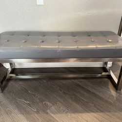Grey Leather Bench