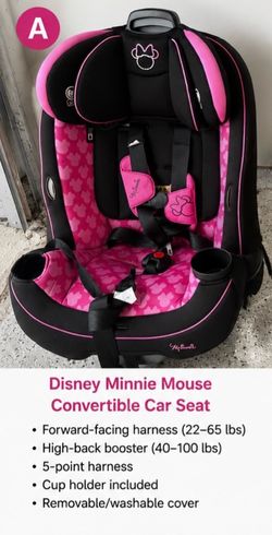 Disney Minnie Mouse Convertible Car Seat / Booster – Pink – $55