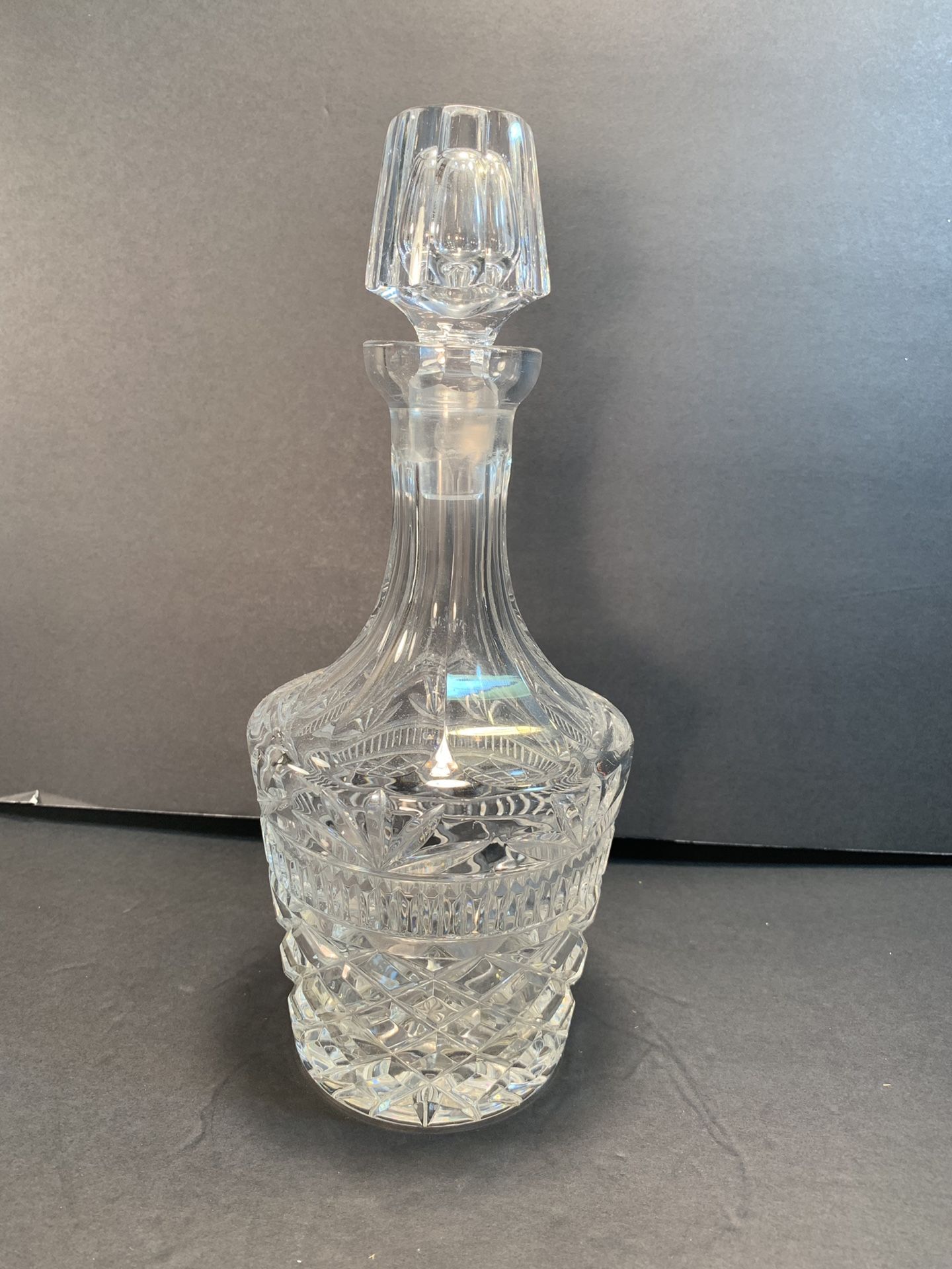 Handblown Cut-Glass Decanter (Height: 11-1/2”)