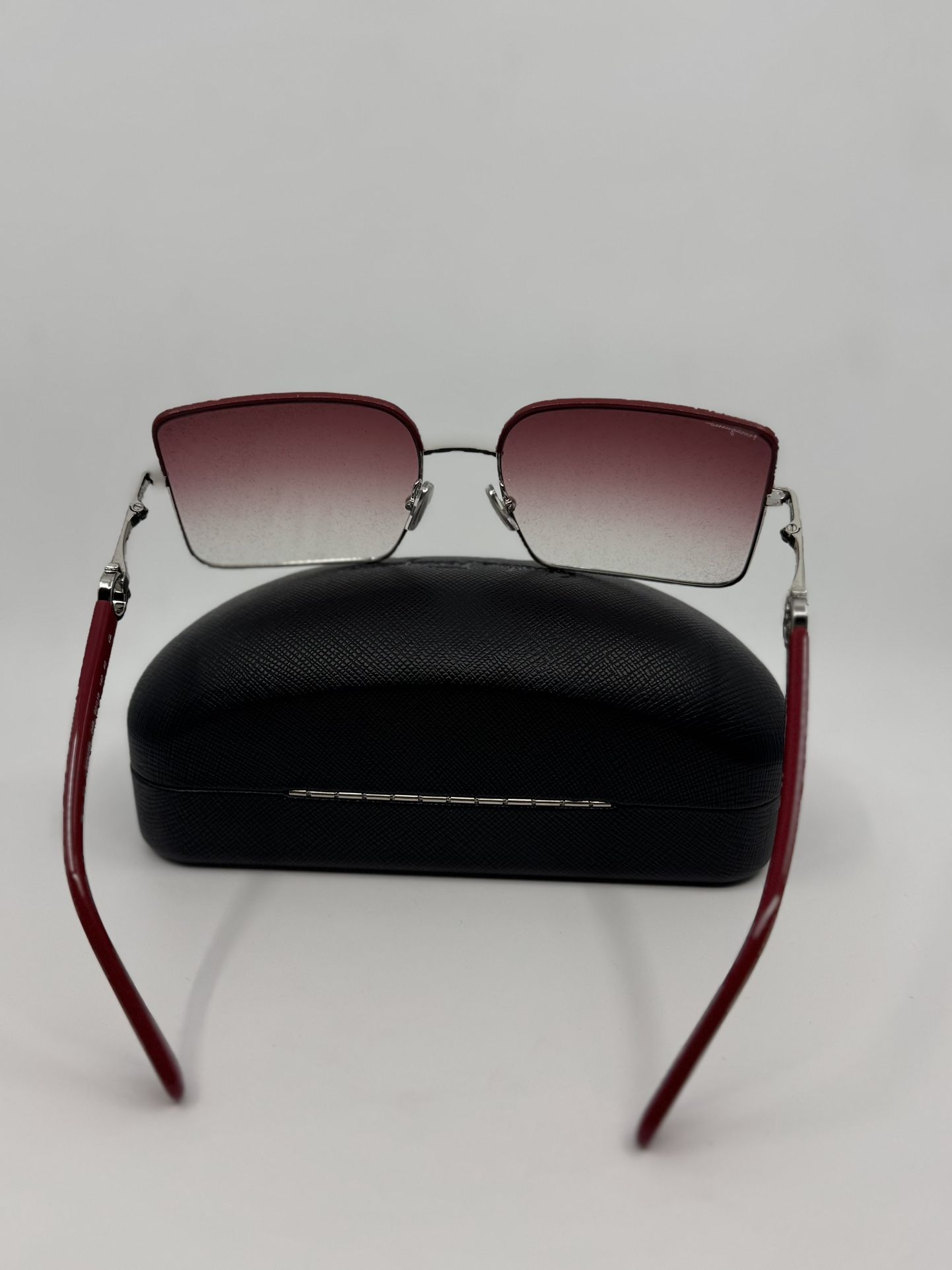NEW! Salvatore Ferragamo Sunglasses Silver Frame /Red Pink Gradient Rectangle Square frame sunglasses - Women | Ferragamo main image 3