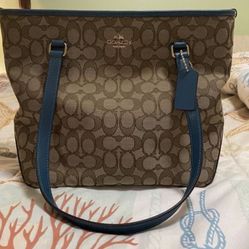 Coach Khaki and Teal Purse