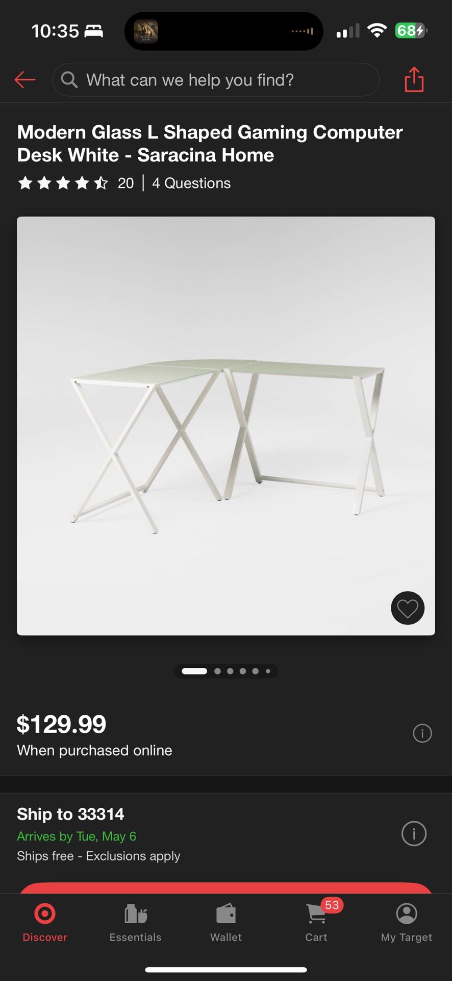 Modern Glass L Shaped Computer Desk, White, Saracina Home