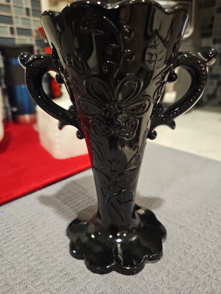 Black Milk Glass Vase