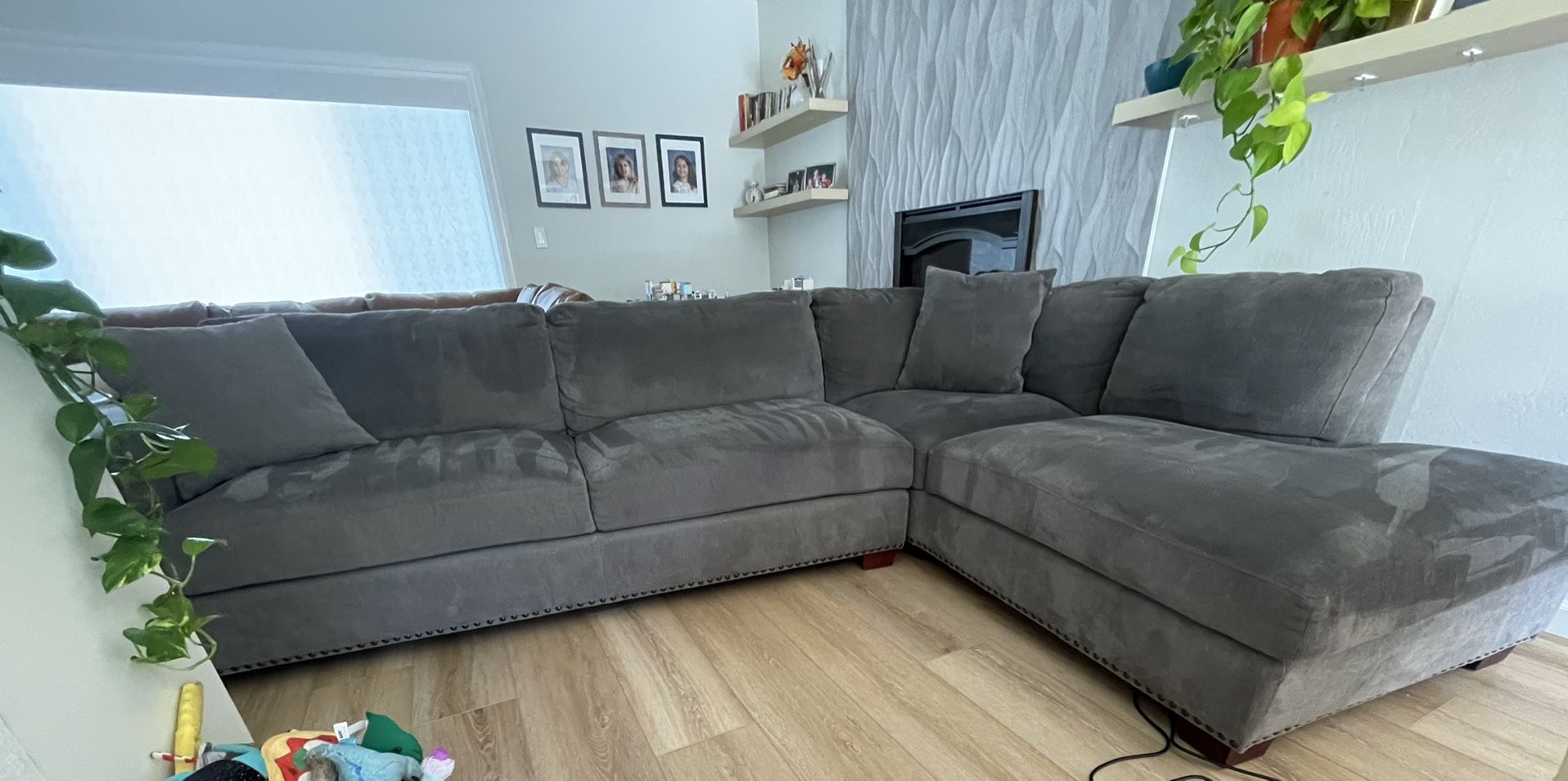 Costco Microfiber Grey Sectional With Ottoman 