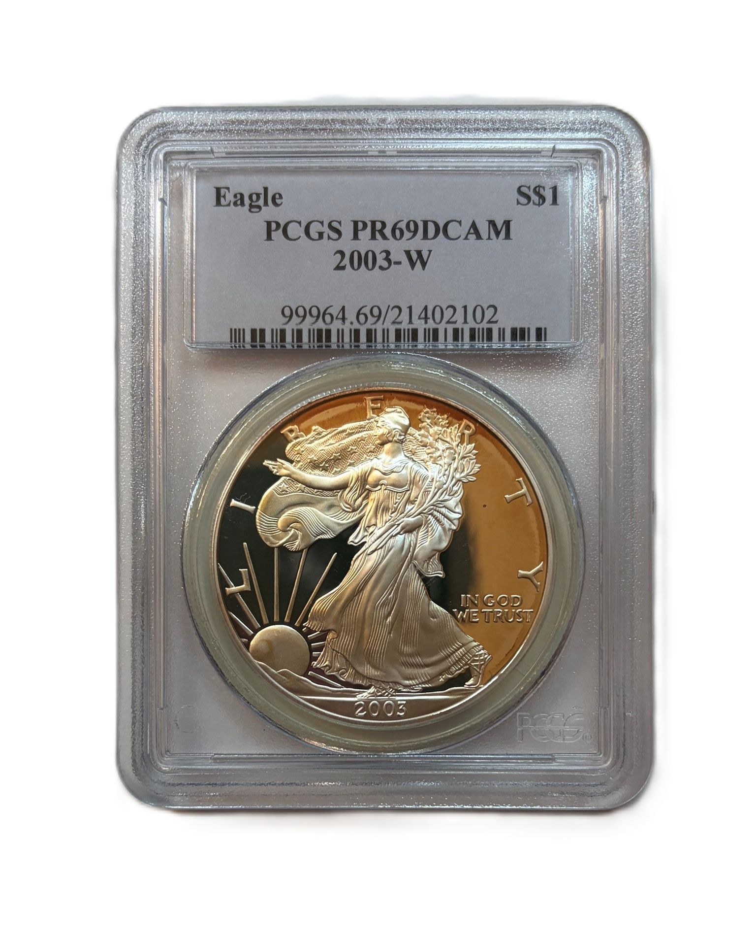 2003-W American Silver Eagle PCGS Graded PR69DCAM Proof Silver Dollar