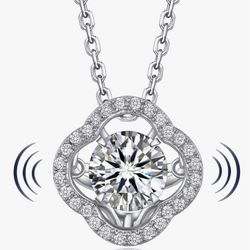 MomentWish Necklace for Women, Sparkling Gift for Her, 1Carat Moissanite Heart Pendent for Her, 925 Sterling Silver Dance Necklace for Anniversary Chr