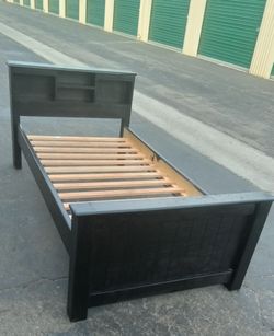 BLACK WOOD TWIN BED FRAME