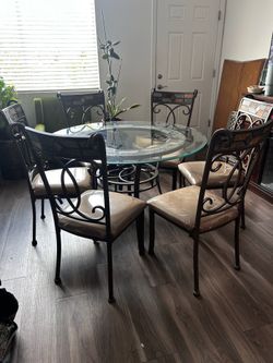 Glass Table & Metal Chairs