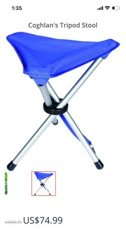 Coghlan's Tripod Stool with lightweight folding aluminum legs and a durable fabric seat. $20 for 2