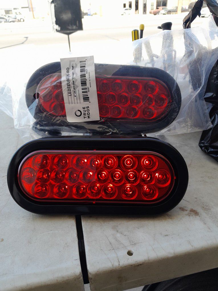 LED Oval Tail Lights Red For Trailer Or Bike