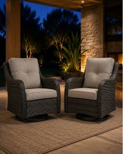Set of 2 Outdoor Swivel Wicker Chairs – $129.99 Total