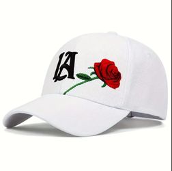 White LA Cap With Rose For Men & Women
