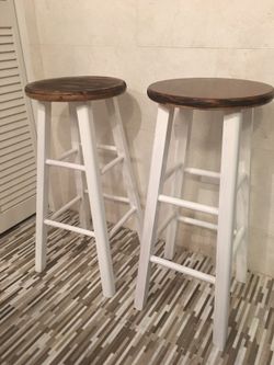 Farmhouse stools... distressed walnut stain