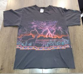Vtg 1992 Colorado Habitat Lightning Theme Graphic T-Shirt Double Sided, medium