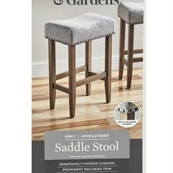 New Better Homes & Gardens Light Grey Upholstered 29 inch Barstool