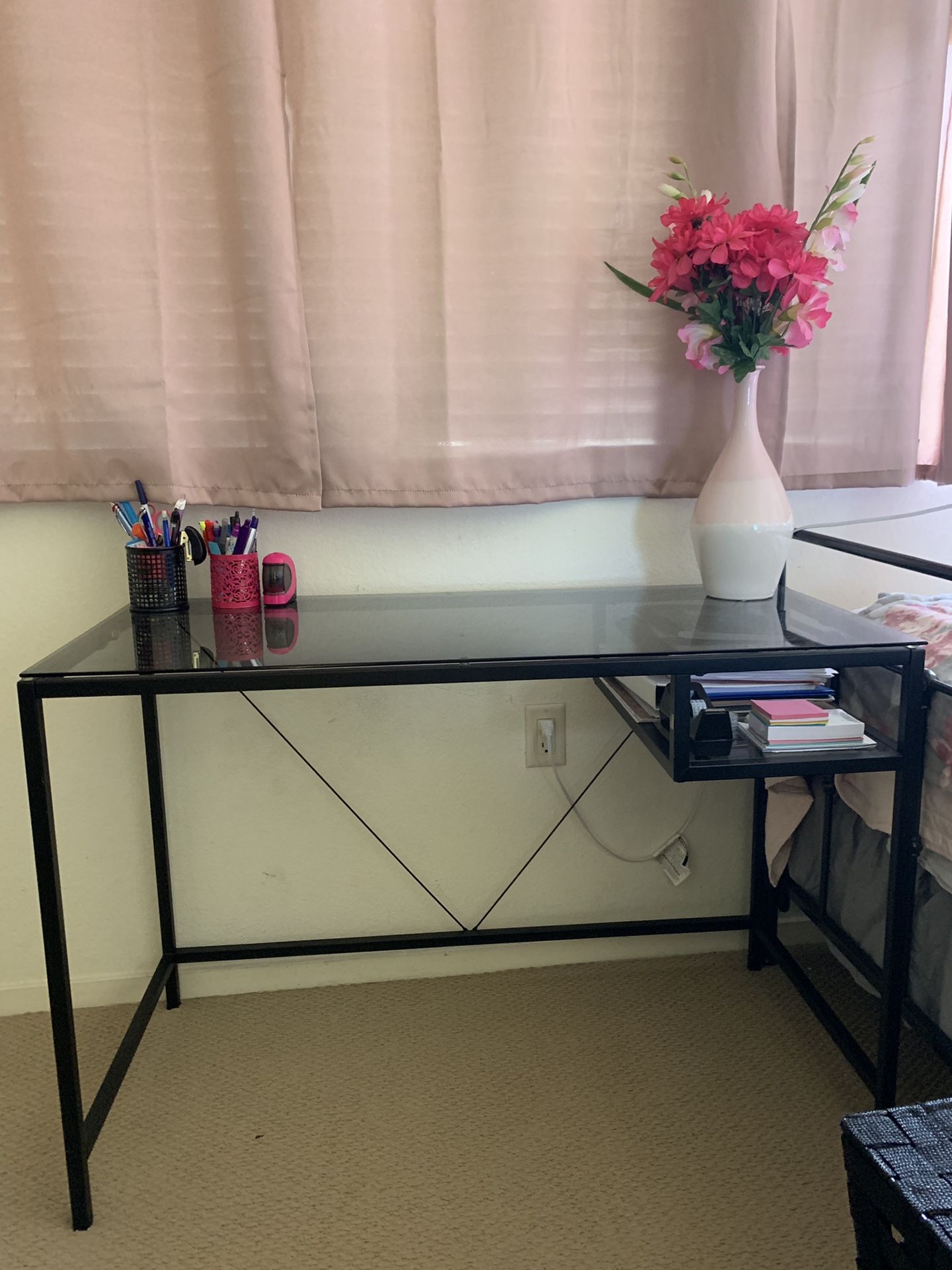 Glass top metal frame DESK