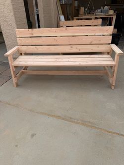 Handmade Wood Outdoor Bench with Armrests