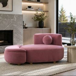 New! Accent Love Seat With Storage Ottoman