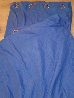 Blue panel curtains
