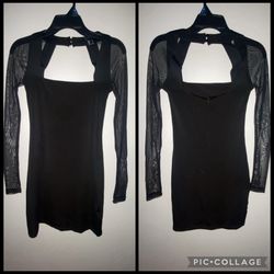 Black Dress With See Through Sleeves