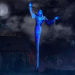 Halloween Scary decoration 12 ft. Giant-Sized Towering Ghost skeleton Bright LED