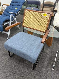 New Upholstered Armchair Living Room Accent Chair Light Blue Reading Chair
