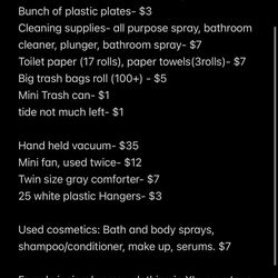MOVING SALE- Kitchen, Cleaning, Clothing And More