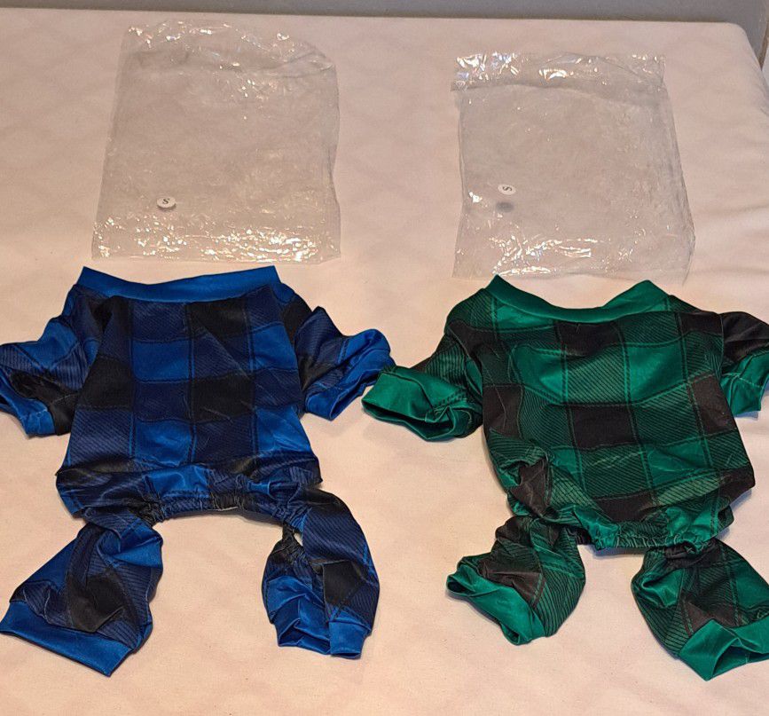 Dog Clothing Size Small Outfits Blue & Black Green & Black NEW!