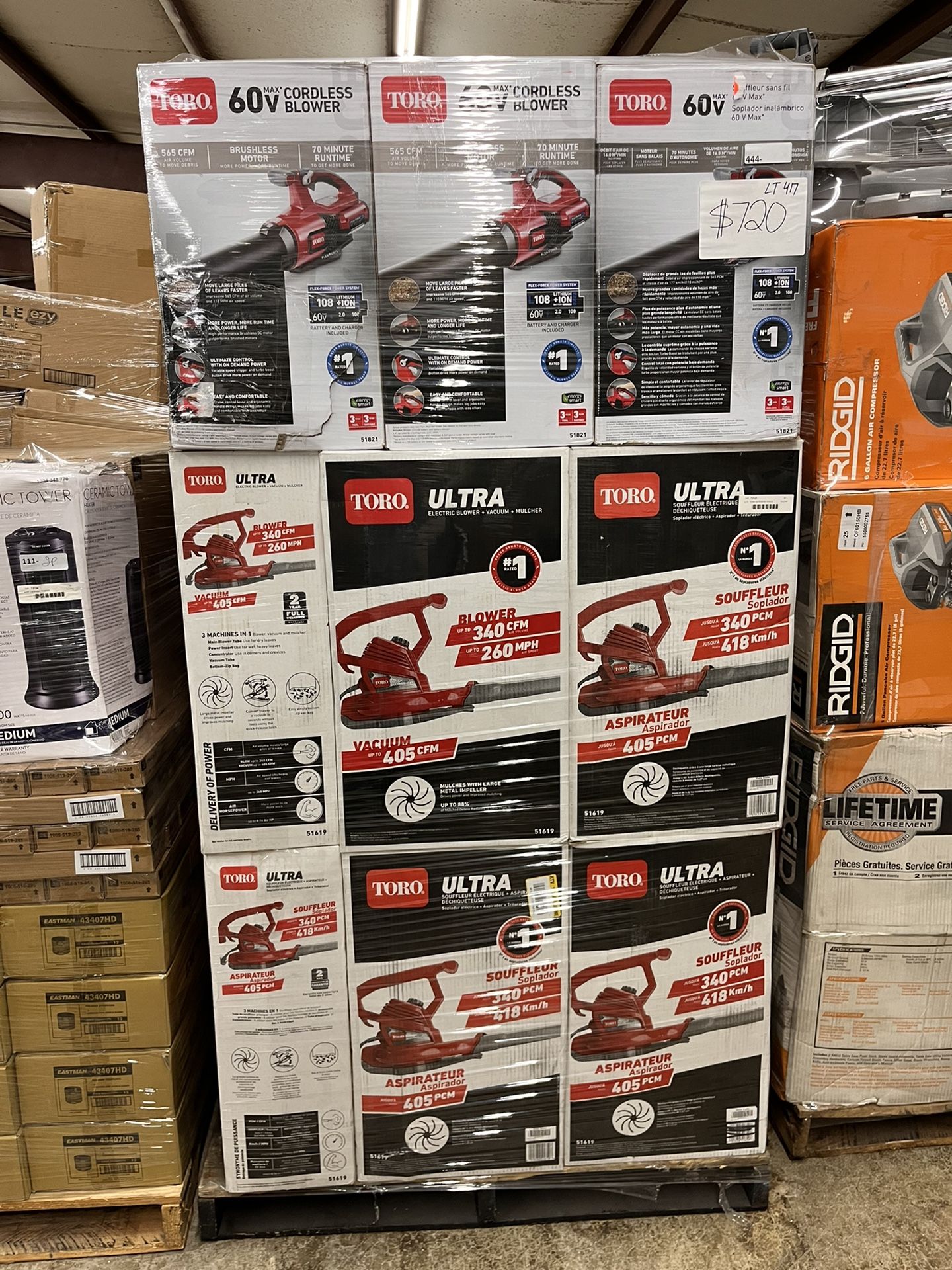 Toro Outdoor Power Tools Wholesale Pallet Shipping Included