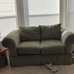 Green plush love seat