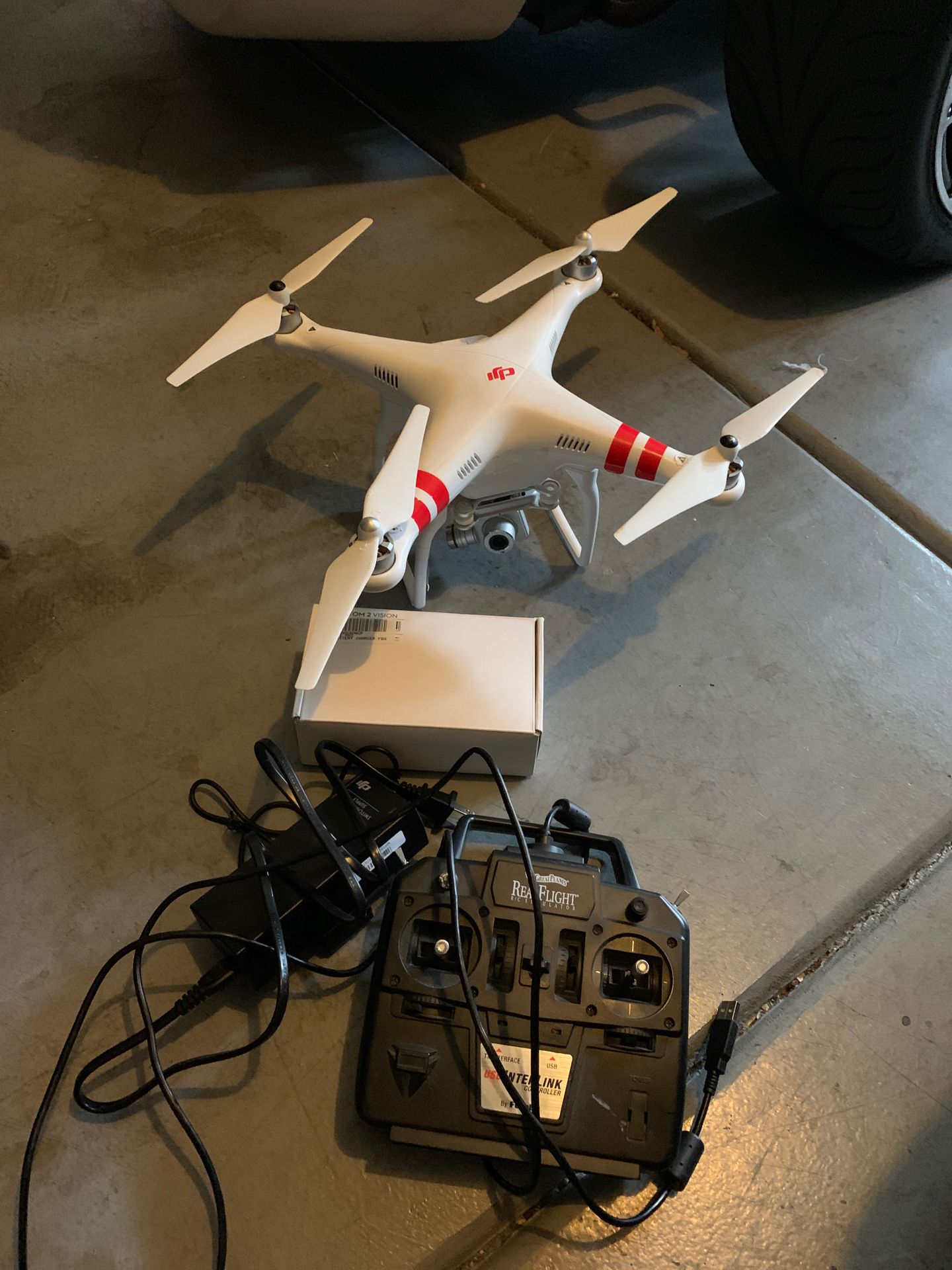 Phantom 2 vision drone with controller and battery charger