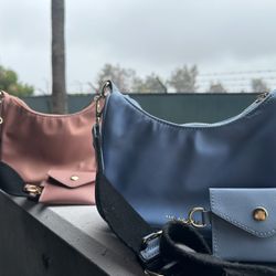Blue And Pink Mini Bags With Straps 