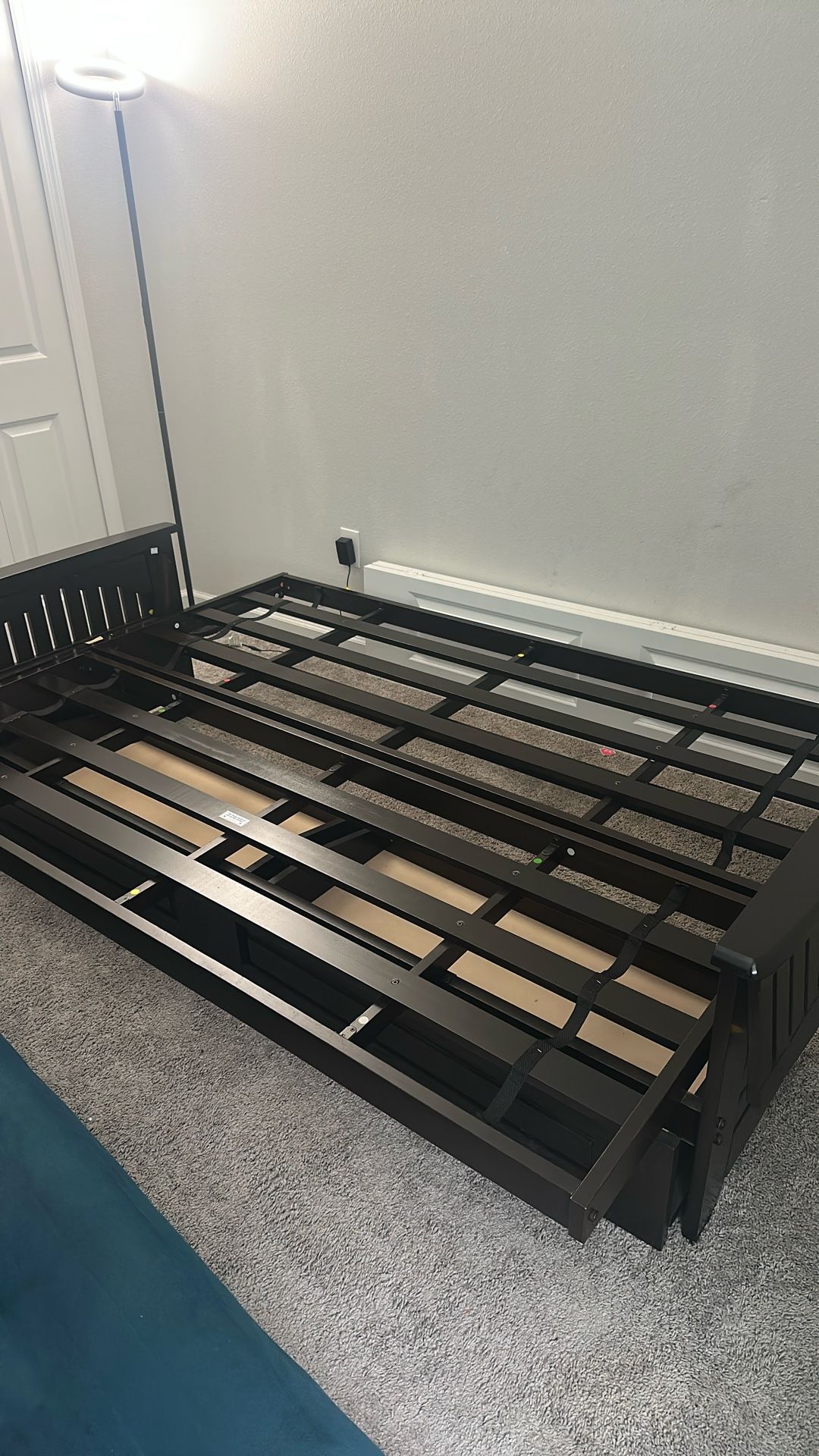 Futon Frame (Queen) With 2 Drawers & Extendable Armrest (Mattress Not Included)