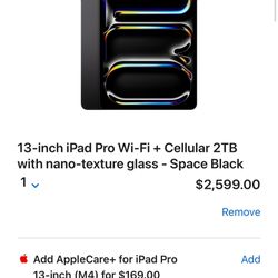Apple iPad Pro 13” 2tb Cellular And WiFi Nano Texture Glass