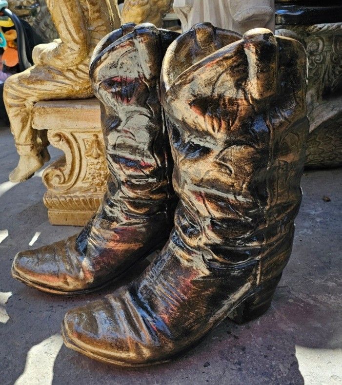 Concrete Boots Outdoor Decor