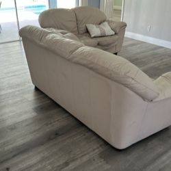 Cream Leather Couch and Love seat