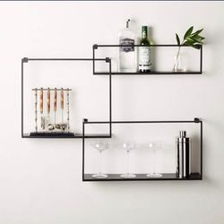 🖤CB2 BLACK MATTE FLOATING WALL SHELVES