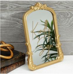 Vintage Style Gold Ornate Tabletop Mirror