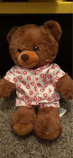 Build-A-Bear Plush Teddy Bear with Heart Pajamas