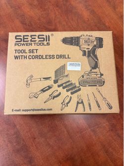 Seesii 21V Cordless Drill Tool Kit - 190Pcs Power Tool Combo Set, Hand Tool Kit with Toolbox, Electric Drill Driver for Home Hand Repair